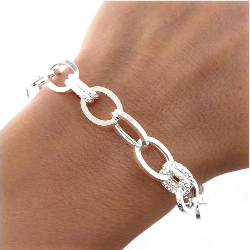 Pulsera Asas Dobles Talladas Huecas en Plata de Ley 925mls