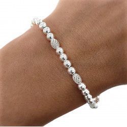 Pulsera de Bolas Alternadas Caladas y Lisas en Plata de Ley 925mls