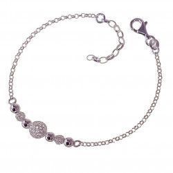Pulsera de Bolas Combinadas Caladas y Lisas  en Plata de Ley 925mls