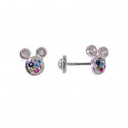 Pendiente Infantil Mickey Multicolor en Plata de Ley 925mls