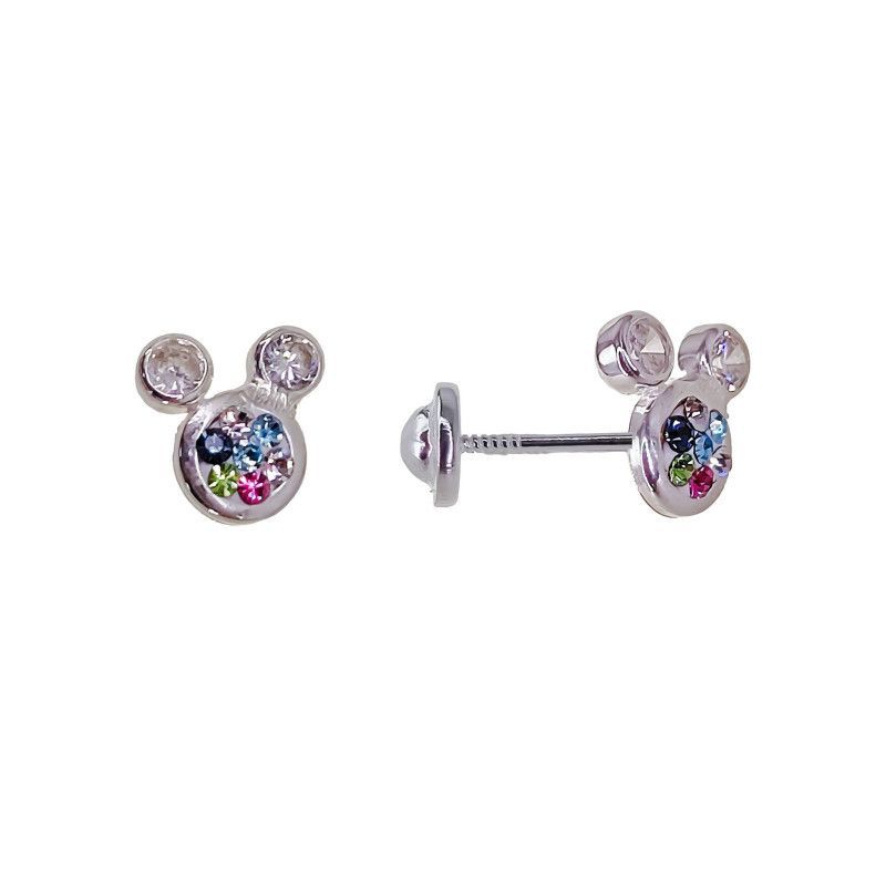 Pendiente Infantil Mickey Multicolor en Plata de Ley 925mls