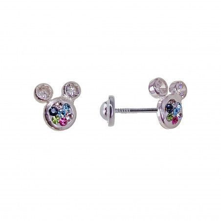 Pendiente Infantil Mickey Multicolor en Plata de Ley 925mls