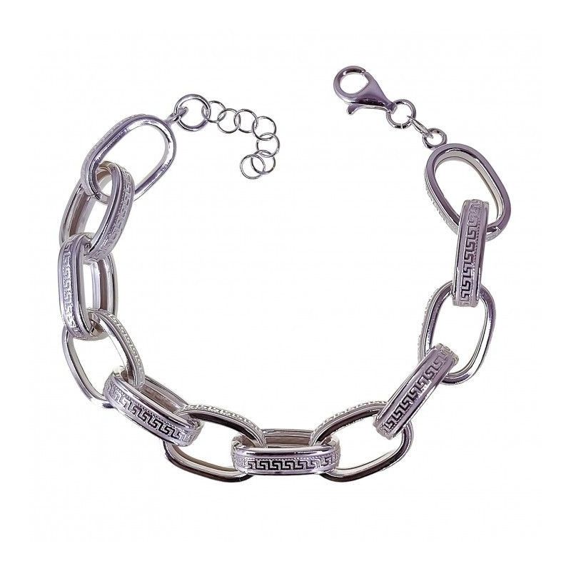 Pulsera Asas Huecas Greca en Plata de Ley 925mls