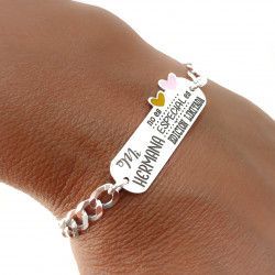 Pulsera de Hermana Corazones con Mensaje en Plata de Ley 925mls