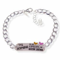 Pulsera de Hermana Corazones con Mensaje en Plata de Ley 925mls