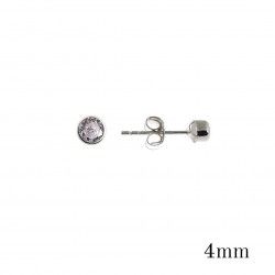 Pendiente Circonita Chatón de 4mm en Plata de Ley 925mls