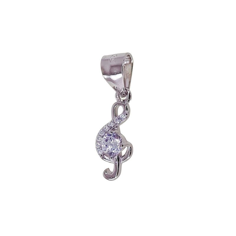 Colgante de la Clave de Sol con Microengaste en Plata de Ley 925mls