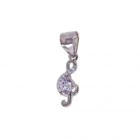 Colgante de la Clave de Sol con Microengaste en Plata de Ley 925mls