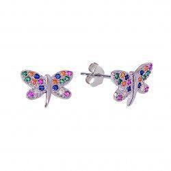 Pendientes de Mariposa Multicolor en Plata de Ley 925mls