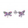 Pendientes de Mariposa Multicolor en Plata de Ley 925mls
