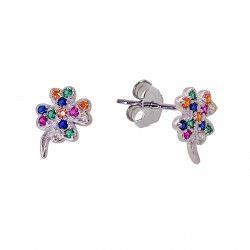 Pendientes de Trébol Multicolor en Plata de Ley 925mls