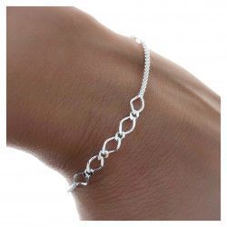 Pulsera con Cadena Coreana combinada con Eslabones en Plata de Ley 925