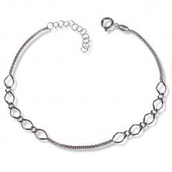 Pulsera con Cadena Coreana combinada con Eslabones en Plata de Ley 925