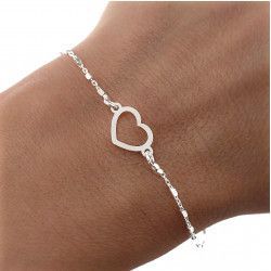 Pulsera Corazón Calado en Plata de Ley 925mls