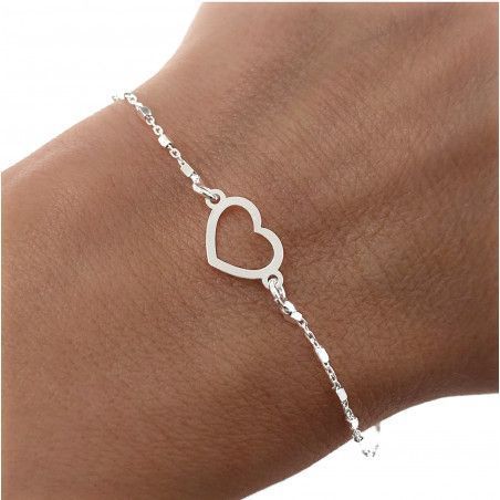 Pulsera Corazón Calado en Plata de Ley 925mls