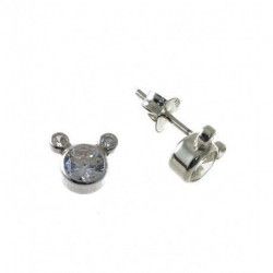 Pendiente de Mickey con Circonita en Plata de Ley 925mls