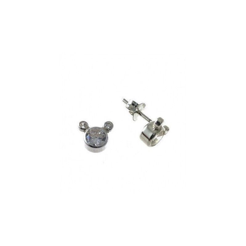 Pendiente de Mickey con Circonita en Plata de Ley 925mls