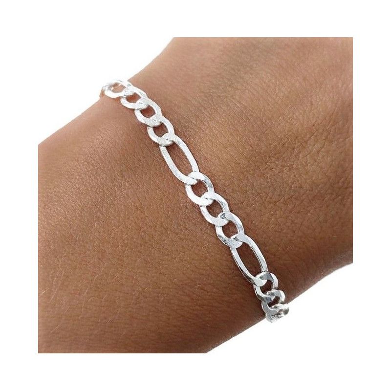Pulsera Alternada 3+1 en Plata de Ley 925mls