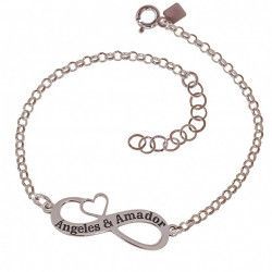 Pulsera Infinito con Nombres Personalizados en Plata de Ley 925mls