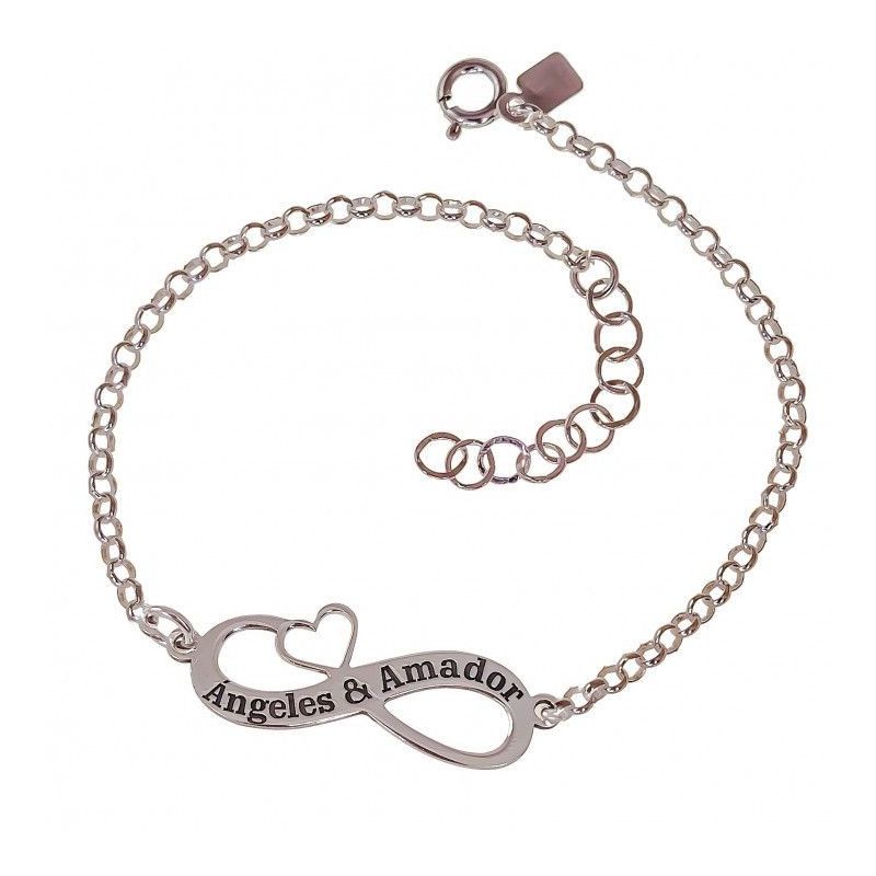 Pulsera Infinito con Nombres Personalizados en Plata de Ley 925mls
