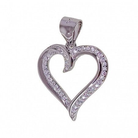 Colgante Corazón Calado con Piedras Circonitas en Plata de Ley 925mls