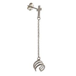 Pendiente Trepador Cruz con Cadena en Plata de Ley 925mls