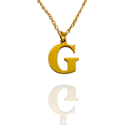 Collar con Inicial "G" en Acero Dorado Liso Hipoalergénico 316l