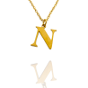 Collar con Inicial "N" en Acero Dorado Liso Hipoalergénico 316l