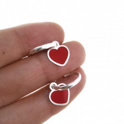 Aros de Corazón Rojo en Plata de Ley 925mls