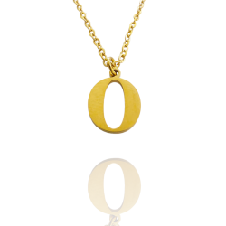 Collar con Inicial "O" en Acero Dorado Liso Hipoalergénico 316l