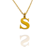 Collar con Inicial "S" en Acero Dorado Liso Hipoalergénico 316l