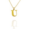 Collar con Inicial "U" en Acero Dorado Liso Hipoalergénico 316l