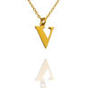 Collar con Inicial "V" en Acero Dorado Liso Hipoalergénico 316l
