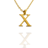 Collar con Inicial "X" en Acero Dorado Liso Hipoalergénico 316l