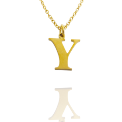 Collar con Inicial "Y" en Acero Dorado Liso Hipoalergénico 316l