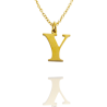 Collar con Inicial "Y" en Acero Dorado Liso Hipoalergénico 316l