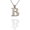 Collar con Inicial "B" en Acero Plateado Liso Hipoalergénico 316l