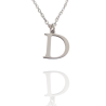 Collar con Inicial "D" en Acero Plateado Liso Hipoalergénico 316l