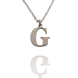 Collar con Inicial "G" en Acero Plateado Liso Hipoalergénico 316l
