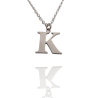 Collar con Inicial "K" en Acero Plateado Liso Hipoalergénico 316l
