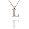 Collar con Inicial "L" en Acero Plateado Liso Hipoalergénico 316l