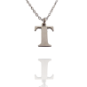 Collar con Inicial "T" en Acero Plateado Liso Hipoalergénico 316l