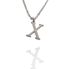 Collar con Inicial "X" en Acero Plateado Liso Hipoalergénico 316l