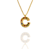 Collar con Inicial "C" en Acero Dorado Circonitas Hipoalergénico 316l