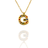 Collar con Inicial "G" en Acero Dorado Circonitas Hipoalergénico 316l