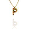 Collar con Inicial "P" en Acero Dorado Circonitas Hipoalergénico 316l
