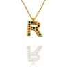 Collar con Inicial "R" en Acero Dorado Circonitas Hipoalergénico 316l