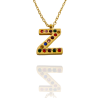 Collar con Inicial "Z" en Acero Dorado Circonitas Hipoalergénico 316l