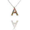 Collar con Inicial "A" en Acero Plateado Circonitas Hipoalergénico 316l