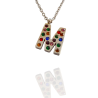 Collar con Inicial "M" en Acero Plateado Circonitas Hipoalergénico 316l